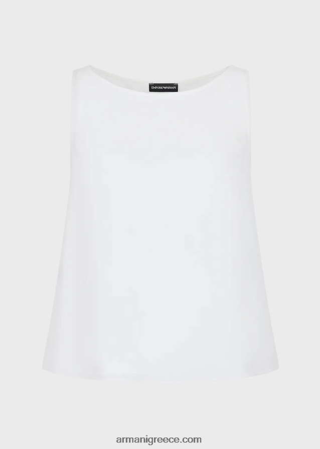 γυναίκες Armani φουντωτό πάνω μέρος με πίσω πάνελ από ύφασμα γρανίτη 4046R6344 άσπρο