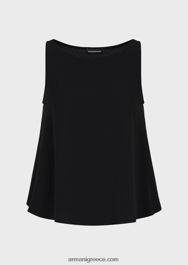 γυναίκες Armani φουντωτό πάνω μέρος με πίσω πάνελ από ύφασμα γρανίτη 4046R6346 μαύρος