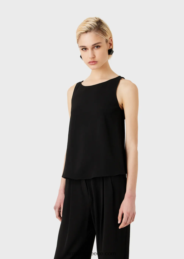 γυναίκες Armani φουντωτό πάνω μέρος με πίσω πάνελ από ύφασμα γρανίτη 4046R6346 μαύρος