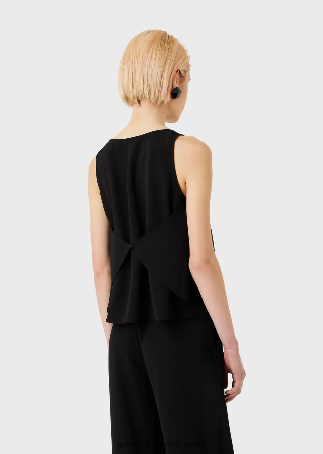γυναίκες Armani φουντωτό πάνω μέρος με πίσω πάνελ από ύφασμα γρανίτη 4046R6346 μαύρος