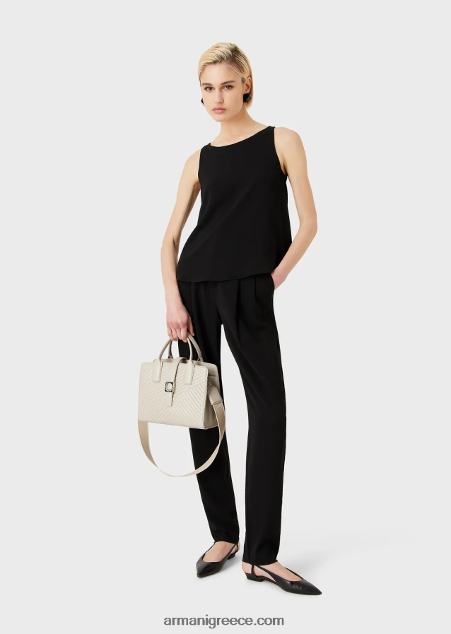 γυναίκες Armani φουντωτό πάνω μέρος με πίσω πάνελ από ύφασμα γρανίτη 4046R6346 μαύρος