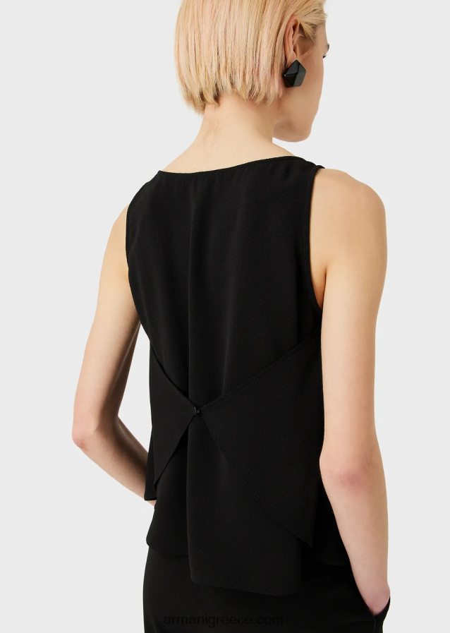 γυναίκες Armani φουντωτό πάνω μέρος με πίσω πάνελ από ύφασμα γρανίτη 4046R6346 μαύρος