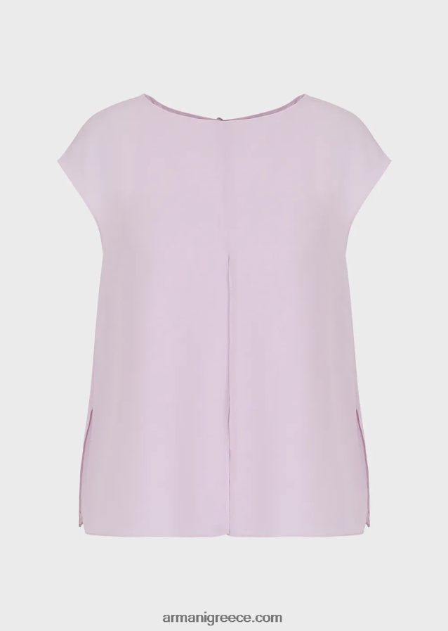 γυναίκες Armani τοπ κρεπόν με μανίκια και σκίσιμο 4046R6347 rosa chiaro