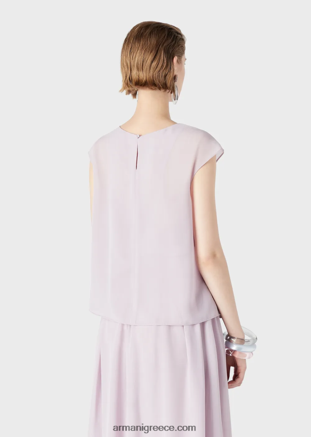 γυναίκες Armani τοπ κρεπόν με μανίκια και σκίσιμο 4046R6347 rosa chiaro