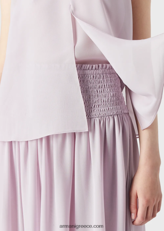 γυναίκες Armani τοπ κρεπόν με μανίκια και σκίσιμο 4046R6347 rosa chiaro