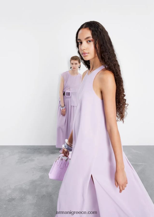 γυναίκες Armani τοπ κρεπόν με μανίκια και σκίσιμο 4046R6347 rosa chiaro