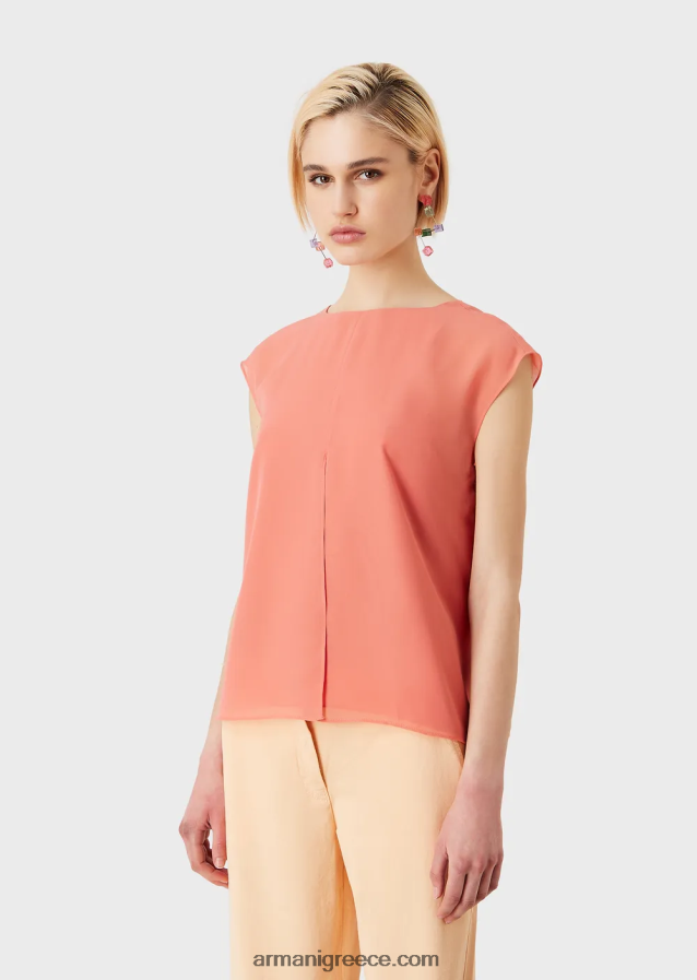 γυναίκες Armani τοπ κρεπόν με μανίκια και σκίσιμο 4046R6349