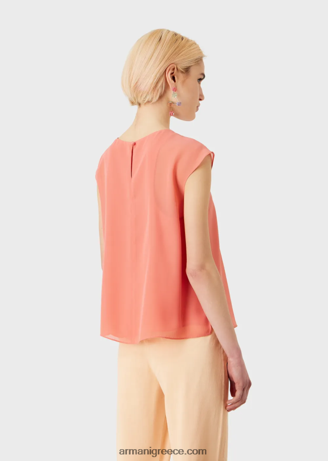 γυναίκες Armani τοπ κρεπόν με μανίκια και σκίσιμο 4046R6349