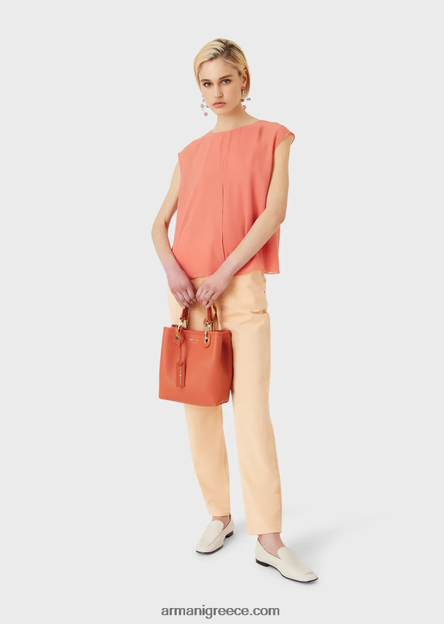 γυναίκες Armani τοπ κρεπόν με μανίκια και σκίσιμο 4046R6349