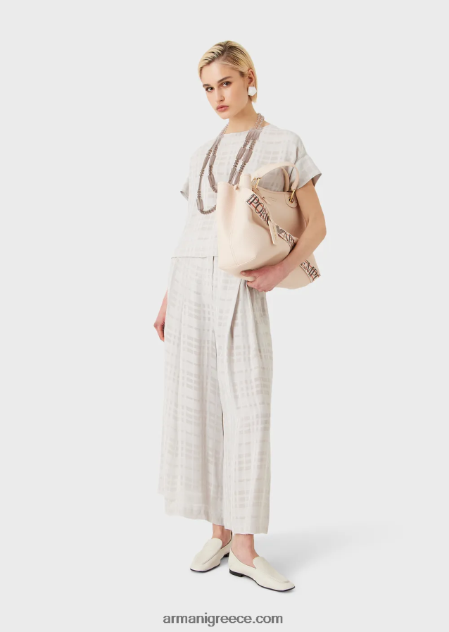 γυναίκες Armani ελέγξτε την κορυφή βισκόζης με κουμπιά στο πίσω μέρος 4046R6350 grigio acqua