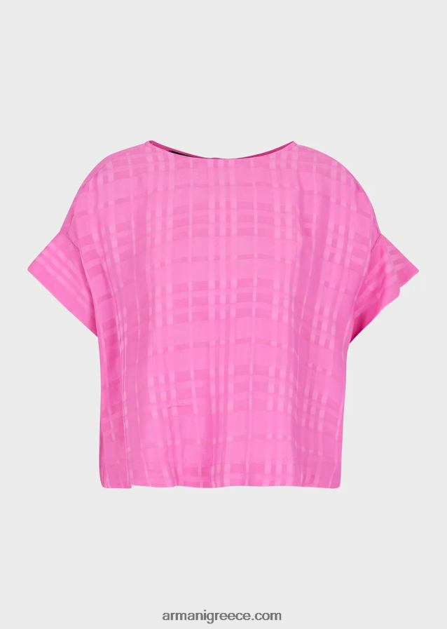 γυναίκες Armani ελέγξτε την κορυφή βισκόζης με κουμπιά στο πίσω μέρος 4046R6351 φουξία