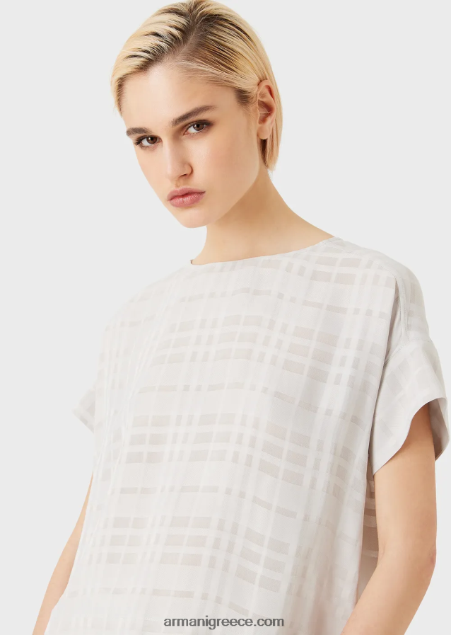 γυναίκες Armani ελέγξτε την κορυφή βισκόζης με κουμπιά στο πίσω μέρος 4046R6351 φουξία