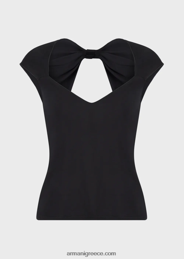 γυναίκες Armani Μπλουζάκι από βισκόζη με μεγάλο φιόγκο 4046R6354 μαύρος