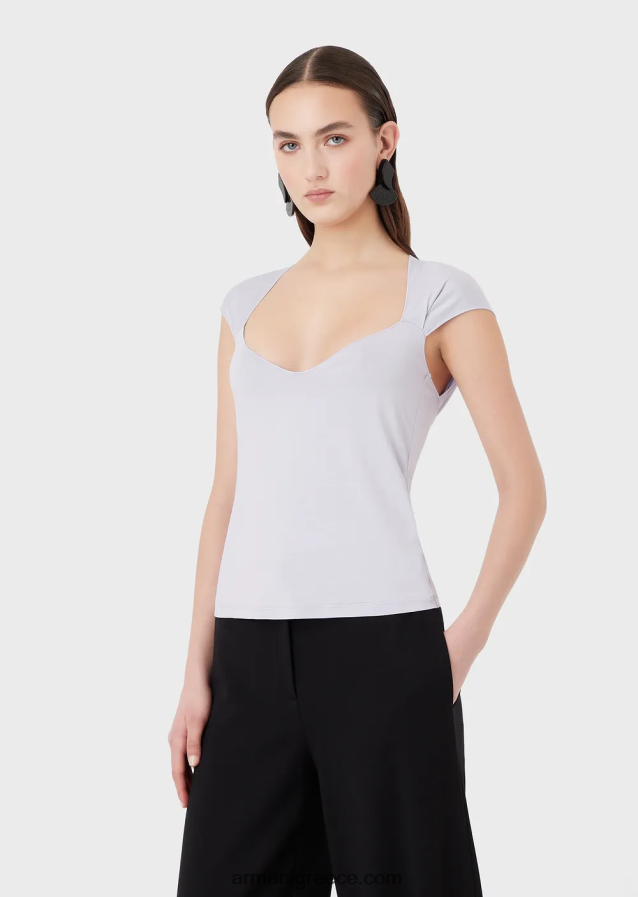 γυναίκες Armani Μπλουζάκι από βισκόζη με μεγάλο φιόγκο 4046R6356 λιλα