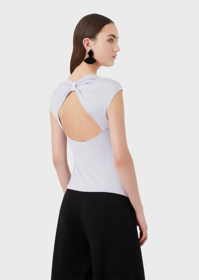 γυναίκες Armani Μπλουζάκι από βισκόζη με μεγάλο φιόγκο 4046R6356 λιλα