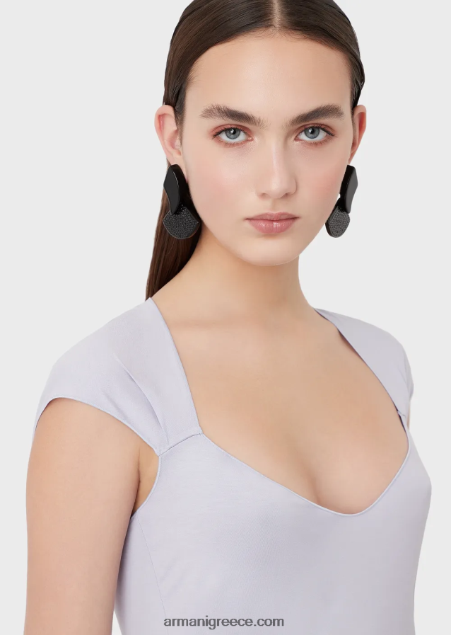 γυναίκες Armani Μπλουζάκι από βισκόζη με μεγάλο φιόγκο 4046R6356 λιλα