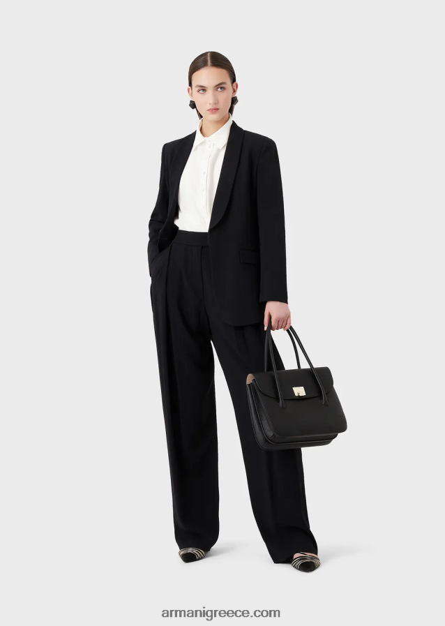 γυναίκες Armani κρεπ πουκάμισο βισκόζης με στριφτό κόμπο 4046R6359 άσπρο