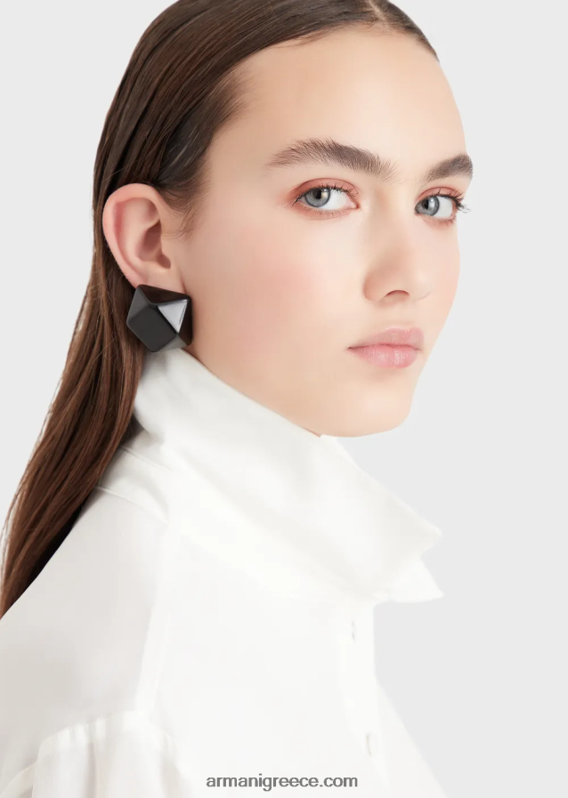 γυναίκες Armani κρεπ πουκάμισο βισκόζης με στριφτό κόμπο 4046R6359 άσπρο