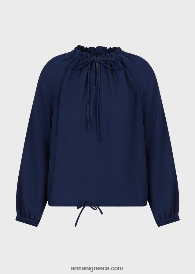 γυναίκες Armani κρεπ μπλούζα βισκόζης με κορδόνι περίσφιξης 4046R6364