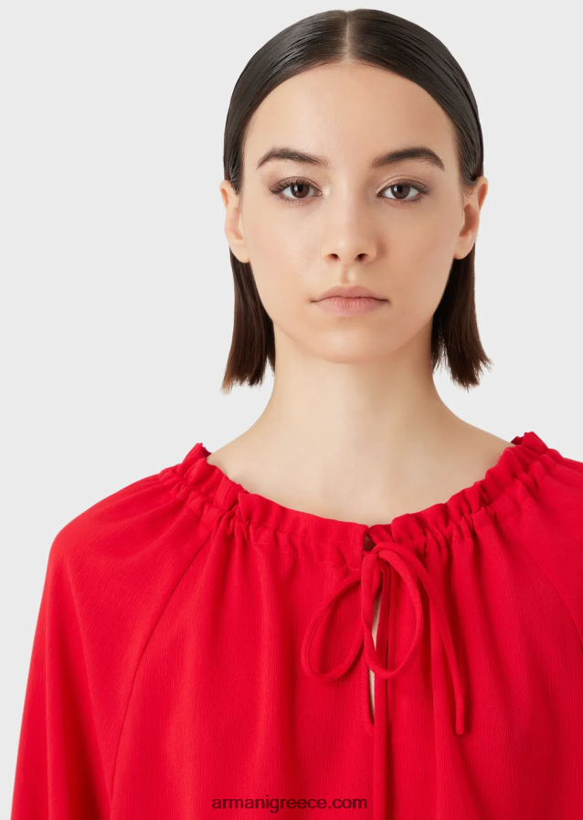 γυναίκες Armani κρεπ μπλούζα βισκόζης με κορδόνι περίσφιξης 4046R6364