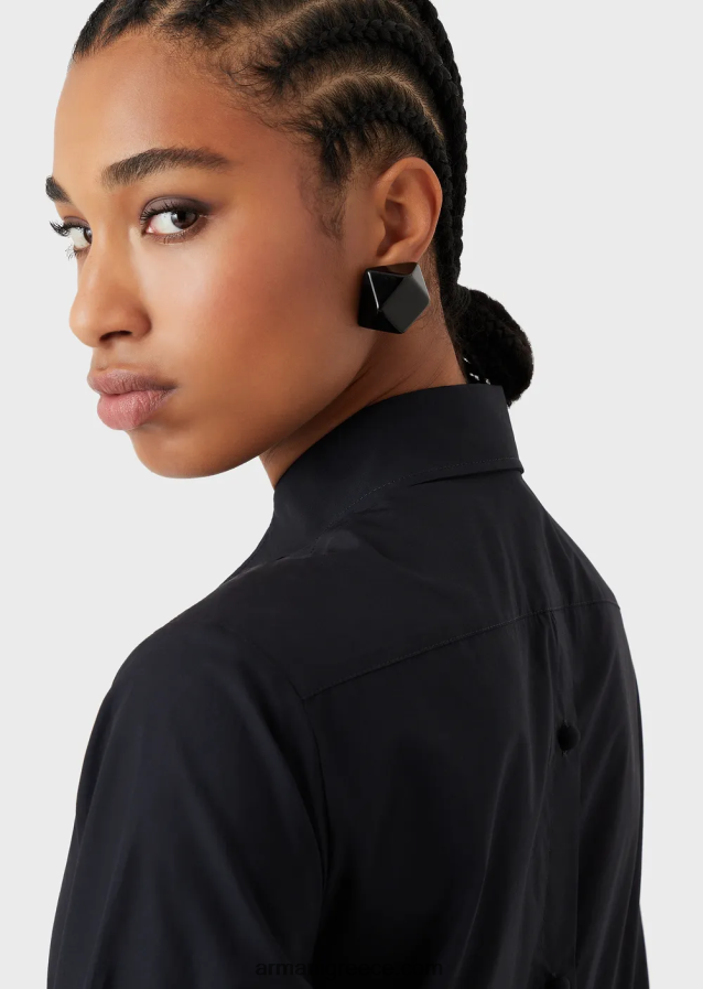 γυναίκες Armani υπερμεγέθη πουκάμισο ποπλίνα με άνοιγμα 4046R6366 ναυτικό μπλε