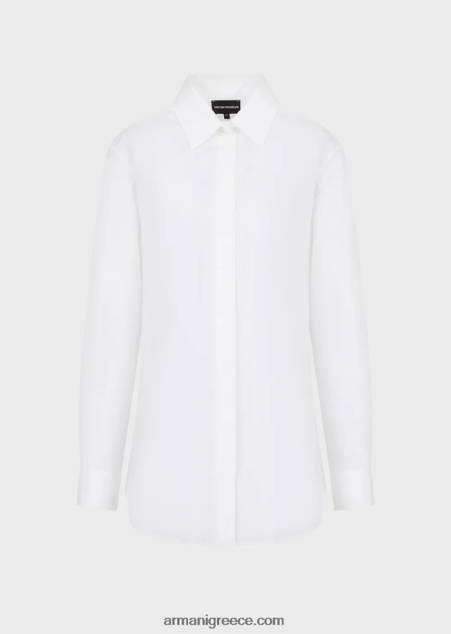 γυναίκες Armani υπερμεγέθη πουκάμισο ποπλίνα με άνοιγμα 4046R6367 άσπρο
