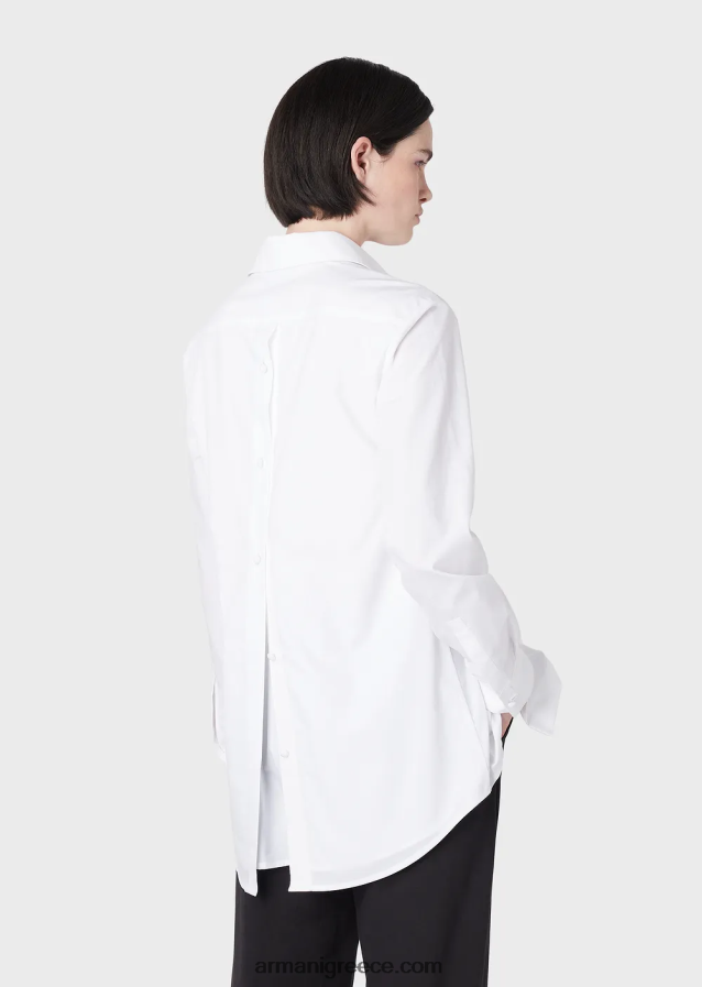 γυναίκες Armani υπερμεγέθη πουκάμισο ποπλίνα με άνοιγμα 4046R6367 άσπρο