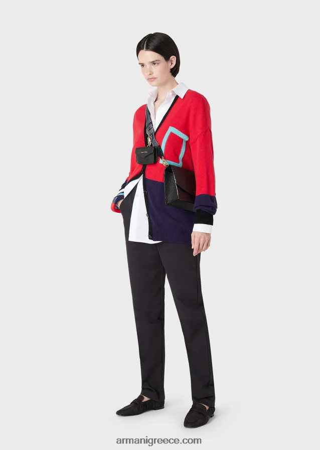 γυναίκες Armani υπερμεγέθη πουκάμισο ποπλίνα με άνοιγμα 4046R6367 άσπρο