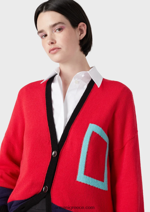 γυναίκες Armani υπερμεγέθη πουκάμισο ποπλίνα με άνοιγμα 4046R6367 άσπρο