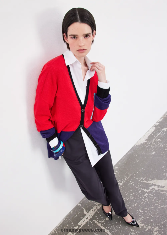 γυναίκες Armani υπερμεγέθη πουκάμισο ποπλίνα με άνοιγμα 4046R6367 άσπρο