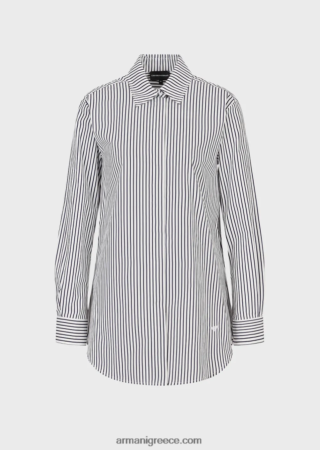 γυναίκες Armani υπερμεγέθη πουκάμισο ποπλίνα με άνοιγμα 4046R6368 πρότυπο