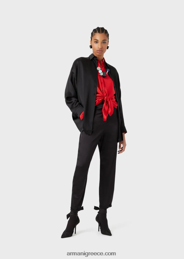 γυναίκες Armani Μεταξωτό σατέν υπερμεγέθη πουκάμισο με άνοιγμα 4046R6369