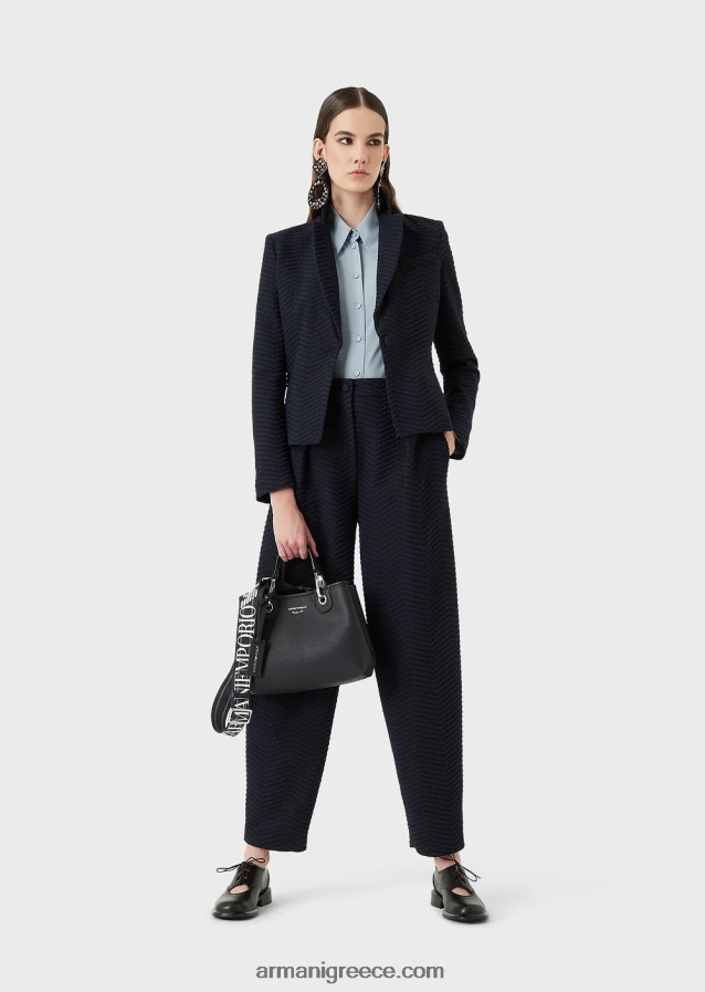 γυναίκες Armani πουκάμισο κρεπ ντε σιν από καθαρό μετάξι 4046R6374 γαλανός