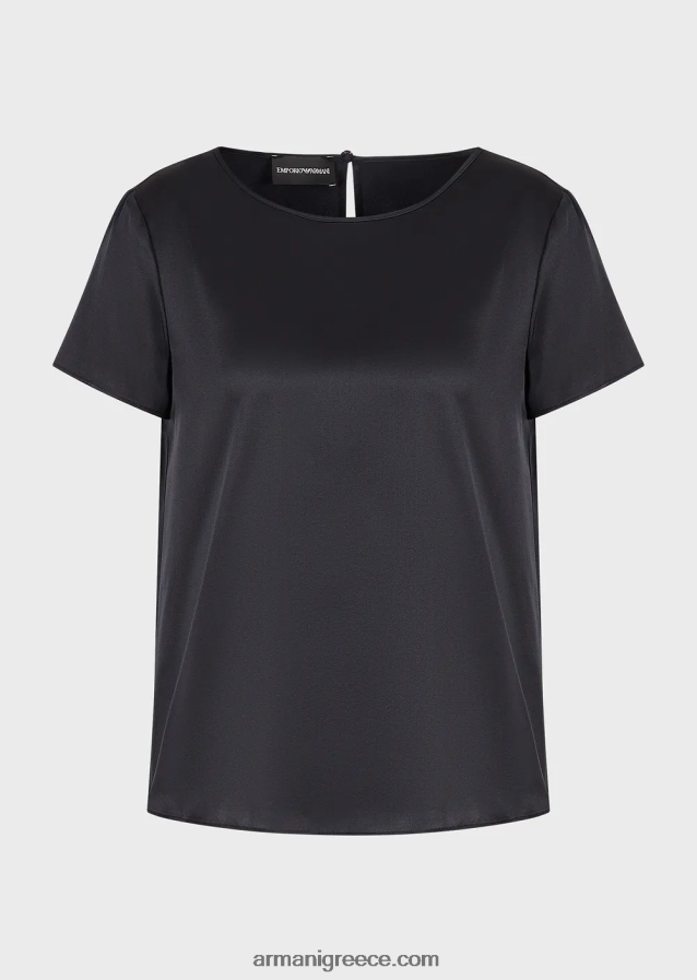 γυναίκες Armani μεταξωτή σατέν μπλούζα 4046R6377 ναυτικό μπλε