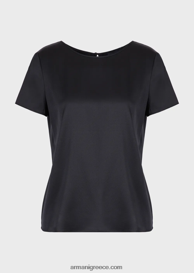γυναίκες Armani μεταξωτή σατέν μπλούζα 4046R6379 μαύρος