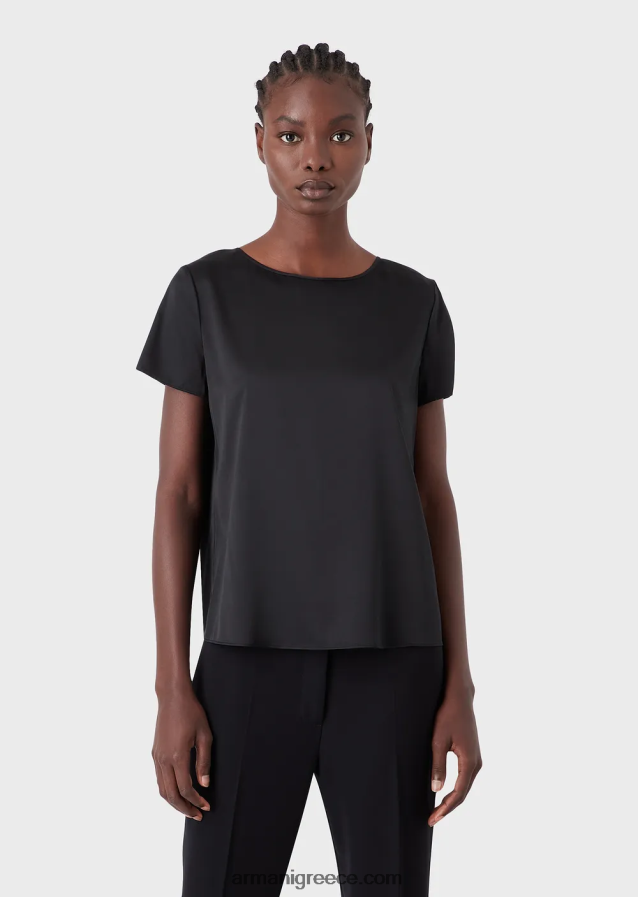 γυναίκες Armani μεταξωτή σατέν μπλούζα 4046R6379 μαύρος