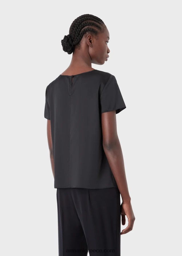 γυναίκες Armani μεταξωτή σατέν μπλούζα 4046R6379 μαύρος