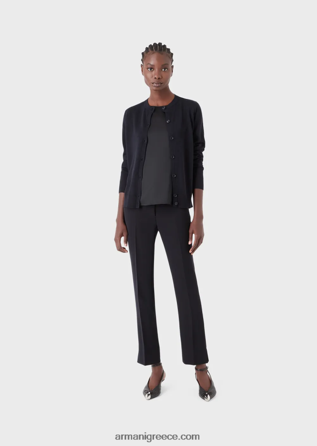 γυναίκες Armani μεταξωτή σατέν μπλούζα 4046R6379 μαύρος