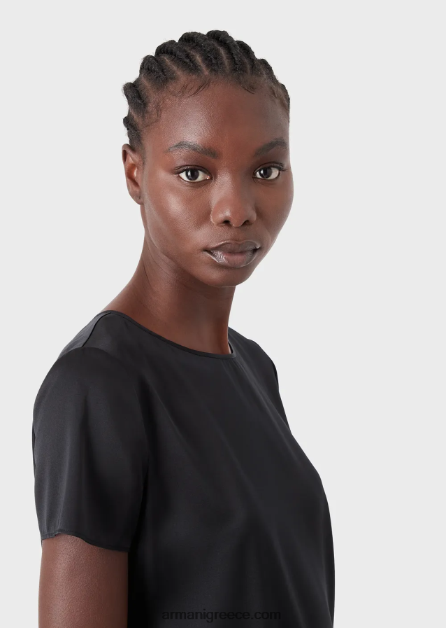 γυναίκες Armani μεταξωτή σατέν μπλούζα 4046R6379 μαύρος