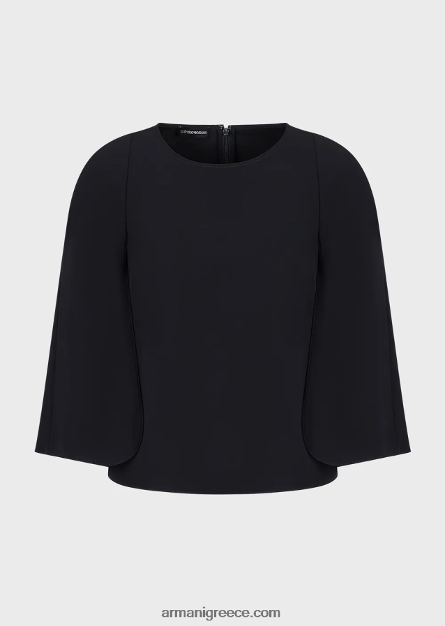 γυναίκες Armani Μπλούζα με κάπα σε τεχνικό κάλυμμα 4046R6384 ναυτικό μπλε