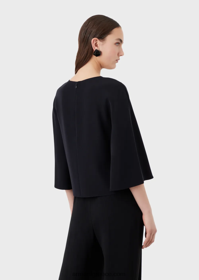 γυναίκες Armani Μπλούζα με κάπα σε τεχνικό κάλυμμα 4046R6384 ναυτικό μπλε