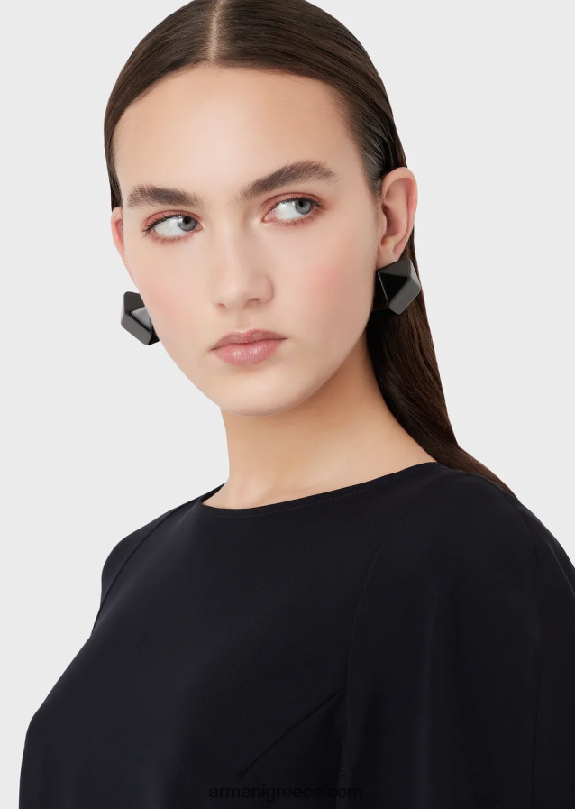 γυναίκες Armani Μπλούζα με κάπα σε τεχνικό κάλυμμα 4046R6384 ναυτικό μπλε