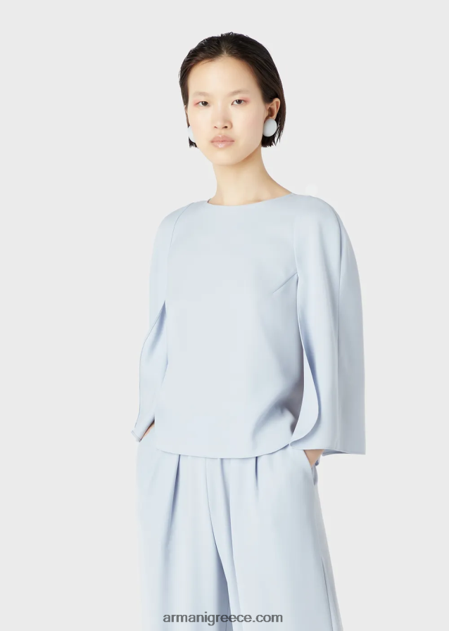 γυναίκες Armani Μπλούζα με κάπα σε τεχνικό κάλυμμα 4046R6385 γαλανός