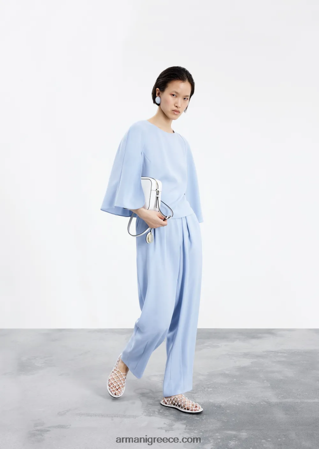 γυναίκες Armani Μπλούζα με κάπα σε τεχνικό κάλυμμα 4046R6385 γαλανός