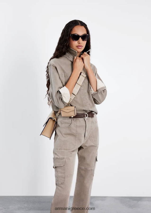 γυναίκες Armani Πουκάμισο τζιν με φυσική βαφή με τσέπες 4046R6393 μπεζ