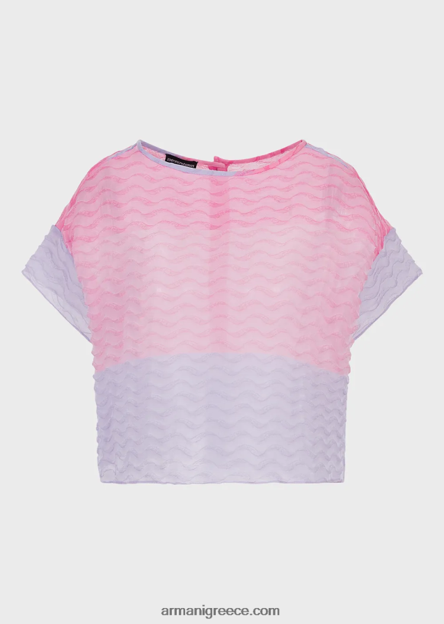 γυναίκες Armani Μπαγιαντέρ οργάντζα τοπ με κυματιστό μοτίβο cloque 4046R6382 πολύχρωμο