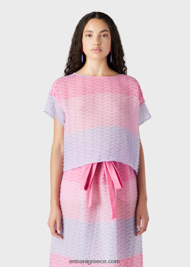 γυναίκες Armani Μπαγιαντέρ οργάντζα τοπ με κυματιστό μοτίβο cloque 4046R6382 πολύχρωμο