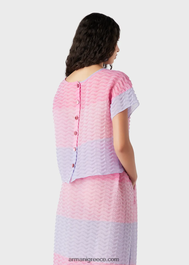 γυναίκες Armani Μπαγιαντέρ οργάντζα τοπ με κυματιστό μοτίβο cloque 4046R6382 πολύχρωμο