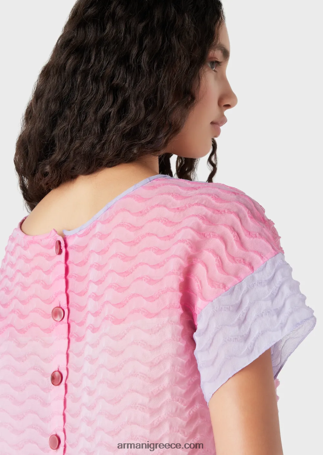 γυναίκες Armani Μπαγιαντέρ οργάντζα τοπ με κυματιστό μοτίβο cloque 4046R6382 πολύχρωμο