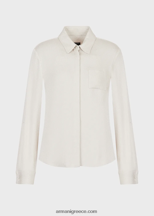 γυναίκες Armani Πουκάμισο από ζακάρ ζακάρ φρουά με μείγμα από cupro 4046R6373 ανοιχτό γκρι